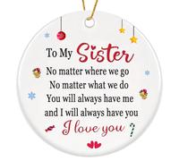 Sister Christmas Ornaments 2024,Sister Gifts for Christmas,Sister Ornament for Christmas Tree,White Christmas Sister Ornaments,Sisters Gifts from Sister,Friend Ornaments for Women