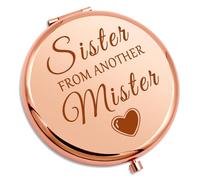 Sister Compact Makeup Mirror from Brother Friendship Gifts for Women Bff Bestie Sister from Another Mister Christmas Graduation Thanksgiving Birthday Present for Best Friend Folding Makeup Mirror
