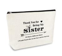 Sister Cosmetic Bag Thank You Gifts for Sister Makeup Bag Sisters Gifts from Sister Brother Birthday Christmas Mothers Day Wedding Gifts for Sister Thank You for Being My Sister Travel Toiletry Bag