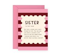 Sister Definition Card - Cute Meaning Typography - Sweet Greetings For Her Sis Sibling Stepsis Little Sister Teens Women Girls Ladies BFF Her - Appreciation - Comes with Stickers