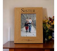 Sister Engraved 6x4 Portrait Picture Photo Frame Brown Oak Finish