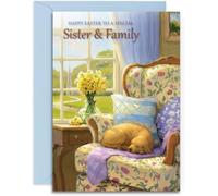 Sister & Family Easter Card - Time for a Nap - A5 Size with Envelope