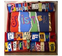Sister family themed novelty chocolate box. For Birthdays, Christmas, Easter, Mothers Day and Valentines. (7 inch brown box, Main bar - dark choc)