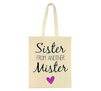Sister from another mister themed Birthday Gift Shoulder Bag Shopping Shoppers Tote Bag Unique Reusable Bag for Life Tote Bag Cotton Shopping Bag. (Natural)