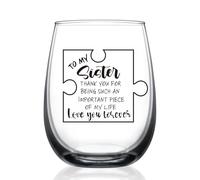 Sister Gift from Sisters,Christams,Birthday Gifts for Friend,Unique Puzzle Piece Sister Wine Glass,Such An Important Piece of My Life