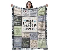 Sister Gifts, Best Sister Ever Flannel Throw Blanket 50"x60", Birthday Gifts for Sister Blanket, Best Sister Gifts from Sister Brother, Christmas Mothers Day Presents Ideas for Big/Little/Soul Sister