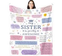 Sister Gifts Blanket 150x130cm Off White Flannel Throw for My Dear Sis, Thoughtful Birthday Present for Sister from Brother, Friendship Hug Blanket Suitable for sofa beds, travel, and outdoor use