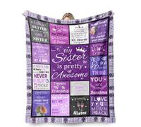 Sister Gifts Blanket 60"x50" for Bestie, Birthday Gift Idea Presents for Sister Friend Woman on the Thanksgiving Day Christmas Valentines, Soft Cozy Flannel Custom Purple Throw Blanket