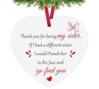 Sister Gifts Christmas Ornament Gifts for Best Friends Friendship Appreciation Gifts for Women Funny Friendship Ceramic Ornament Long Distance Gifts for Sister Christmas Graduation Birthday Gift