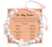 Sister Gifts for Big Little Sister Cross Bracelet Christian Religious Birthday Christmas Valentines Easter Baptism Confirmation Communion Graduation Gifts for Little Girls Teens