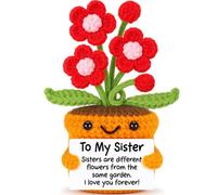 Sister Gifts for Sister Birthday Christmas Valentine’s Day Crochet Flowers for Women Big Little Older Unbiological Soul Sister in Law Sisters are Different Flowers, Emotional Flower Desk Decoration