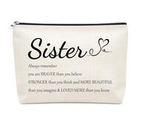 Sister Gifts for Women Makeup Bag Inspirational Sister Birthday Gift for Bestie Female Friend Best Sisters Ever Gift for Women Cosmetic Bag for Sisters Thanksgiving Christmas Wedding from Sis Brother