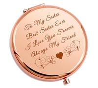 Sister Gifts from Brother to My Sister Compact Makeup Mirror for Her Best Friend Bestie Bff Friendship Gifts for Woman Christmas Birthday Present Folding Makeup Mirror Graduation Mothers Day Present