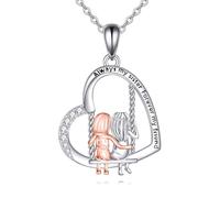 Sister Gifts from Sister 925 Sterling Silver Heart 2 Sisters Necklace Jewelry Birthday Gifts for Women Daughter Friends