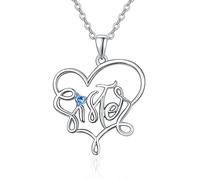 Sister Gifts from Sister 925 Sterling Sliver Cubic Zirconia Always My Sister Forever My Friend Pendant Friendship Necklace Fine Jewellery Birthday Gifts for Women Girls