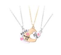 Sister Gifts from Sister Necklaces -3 Pcs Big, Middle and Lil Sis Heart Matching Necklace Set | Christmas Gifts Jewellery Birthday Gifts