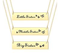 Sister Gifts from Sister - Stainless Steel Sister Necklaces, 3 Pcs Big Sis & Little Sis & Middle Sis Matching Pendant Necklaces | Birthday Gifts for Sister Christmsa Gifts | Gifts for Daugters, Gold