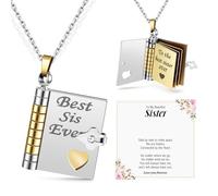 Sister Gifts from Sisters, Best Sis Ever Book Necklace Christmas Sister Gift, Birthday Gift for Sisters, Special Big Little Sisters Presents, To My Sister Gifts for Valentine's Day & Anniversaries