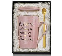 Sister Gifts from Sisters Birthday Christmas, 14oz Pink Ceramic Mug Printed with Gold Funny Saying, Sisters Gifts from Brother, Presents for Soul Sister Bestie, Friendship Gift for Friend, Gift Boxed