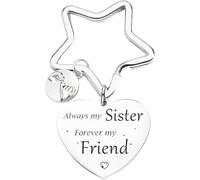 Sister Gifts, Sister Keychain, Sis Key Ring, Always my sister, forever my friend - Sister Gifts for Birthday, Graduation Gifts for Sister, Heart Pendant