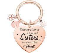 Sister Gifts, Sister Keychain, Sis Key Ring, Side by side or miles apart, sisters are always close at heart - Sister Gifts for Birthday, Graduation Gifts for Sister, Rosegold