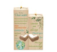 Sister Gifts Wooden Candle Holders, Sister Birthday Gifts Heart Shaped Candle,Christmas Birthday Wedding Sister Gifts from Sister（two hearts）