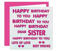 Sister Happy Birthday Card - Happy Birthday to You Dear Sister - Perfect Pink Design