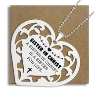 Sister in Christ Ornament, Heart Shaped Christian Hanging Gift for Church Sister Prayer Partner Faith Friend, Religious Appreciation Gift for Christian Women Sister Hanging Ornament SXX10