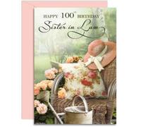 Sister in Law 100th Lazy Day Birthday Card - Medium Sized Card (A5 Size -148mm x 210mm) with Envelope