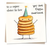 Sister in Law Birthday Card - Flippin Awesome - Pancakes, Party - Funny