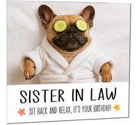 Sister in Law Birthday Card Funny French Bulldog Bday Card for Sister in Law