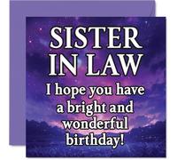 Sister in Law Birthday Card - Magical Night Sky - Happy Birthday Card for Sister in Law from Brother Sibling, 145mm Bright and Wonderful Sentiment Bday Greeting Cards