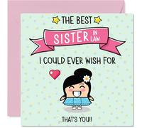Sister in Law Birthday Card - The Best I Could Ever Wish For - Happy Birthday Card for Sister in Law from Brother Sibling, 145mm Cute Bday Greeting Cards