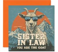 Sister in Law Birthday Card - You Are The Goat - Happy Birthday Card for Sister in Law from Brother Sibling, 145mm Funny Animal Bday Greeting Cards