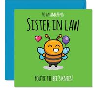 Sister in Law Birthday Card - Youre The Bees Knees! - Happy Birthday Card for Sister in Law from Brother Sibling, 145mm cute bee Bday Greeting Cards