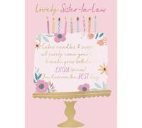 Sister-In-Law Cake & Candles Embellished Birthday Greeting Card Just To Say Cards