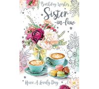Sister In Law Coffee & Macroons 9" x 6" Happy Birthday Card