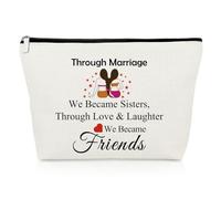 Sister in Law Gift Best Friend Makeup Bag Sister in Law Wedding Gifts BFF Gifts Cosmetic Bag Bonus Sister Birthday Gift Friendship Gift Christmas Engagement Gift for Sister in Law Bestie Travel Pouch