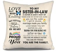 Sister In Law Gift for Women Girls Throw Pillow Cover Cushion Cover for Sister In Law Graduation Gift Birthday Gift Creative Sisters In Law Presents (SISTER IN LAW)