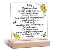 Sister in Law Gifts Sister in Law Birthday Gift Acrylic Plaque Engagement Wedding Bridal Shower Present Friendship Clear Desk Decorative Acrylic Plaque with Wooden Stand Friend Office Desk Decor