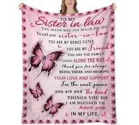 Sister in Law Gifts, Sisters Inlaw Birthday Gifts, Gifts for Sister in Law Mother Day, Christmas, SisterinLaw Blanket, Pink Butterfly, 60"x50"