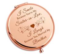 Sister in Law Wedding Gift Compact Makeup Mirror Bridal Shower Gift for Bonus Sister Bride Christmas Birthday Wedding Day Presents Engagement Folding Makeup Mirror for Her Friend Friendship Presents