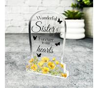 Sister-In-Law Yellow Gravestone Plaque Sympathy Gift Keepsake Memorial Gift - Gift, Custom Present, Trinket, Keepsake Ornament, Acrylic Plaque, Home Decor Gift, Small, Unique Present