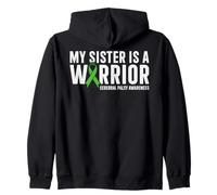 Sister Is A Warrior Cerebral Palsy Syndrome Awareness Green Zip Hoodie