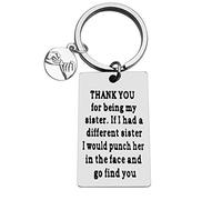 Sister Keyring Sister Gifts from Sister Keychain for Women Girls Birthday Christmas Valentines Presents for Sister Presents from Brother Sister, Soul Sister Gift,Step Sister Gift,Sister-in-Law Gift