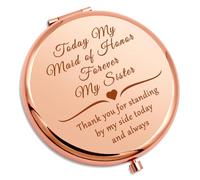 Sister Maid of Honour Gifts Compact Makeup Mirror Bridesmaid Thank You Gifts for Sister of the Bride Wedding Day Bachelor Party Present for Bridesmaid Best Friend Matron of Honor Folding Makeup Mirror