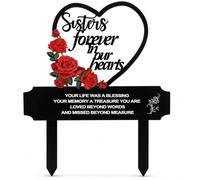Sister Memorial Grave Ornaments, Blcak Metal Cemetery Decorations for Grave