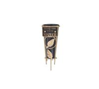 Sister - Memorial Metal Grave Vase With Gold Leaf - Black