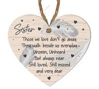 Sister Memorial Plaque - Beautiful Memorial Keepsake for Remembering a Beloved Sister - 'Those We Love Don’t Go Away' Feather and Heart Design with Sentimental Message (Medium: 15 cm (H) × 13 cm (W))