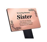 Sister Memorial Remembrance Plaque Stake - Copper and Black Acrylic, Waterproof, Outdoor, Grave Marker, Tribute, Plant Marker